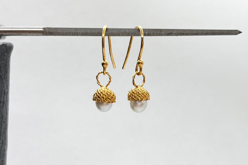 Pearl Acorn Earrings