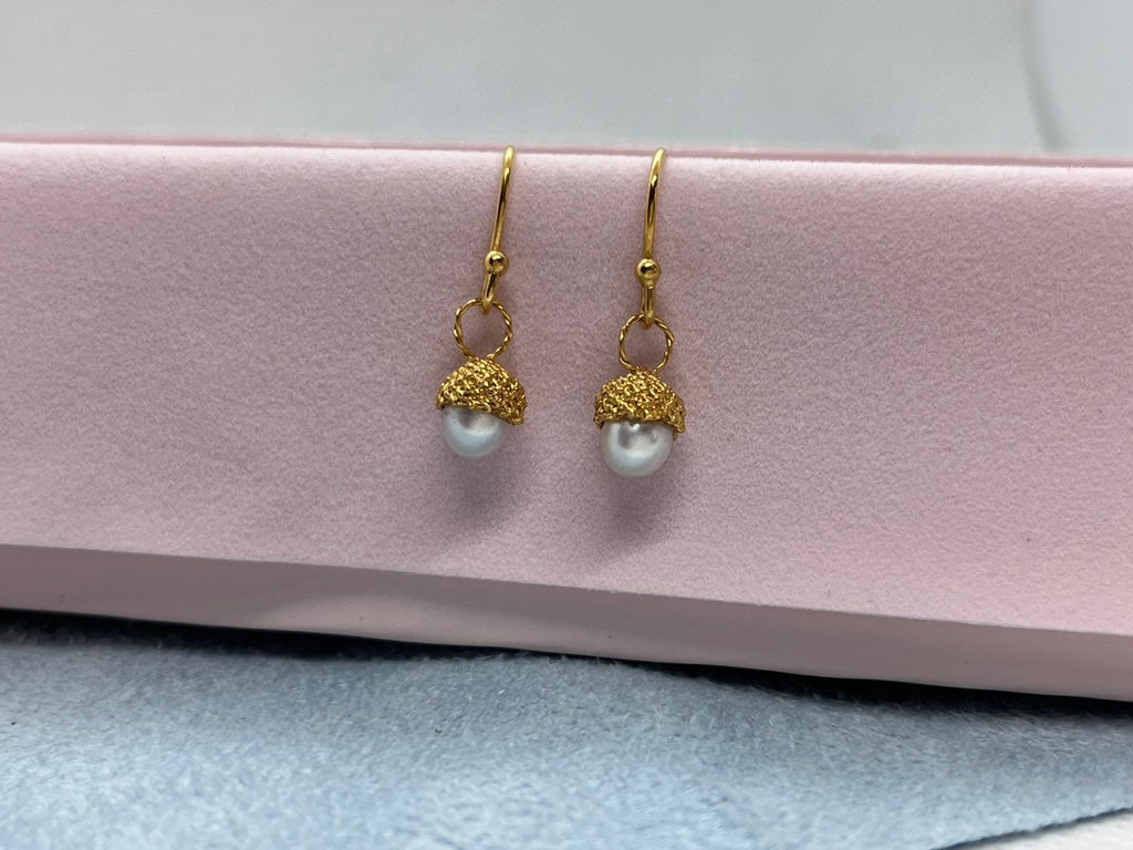 Pearl Acorn Earrings