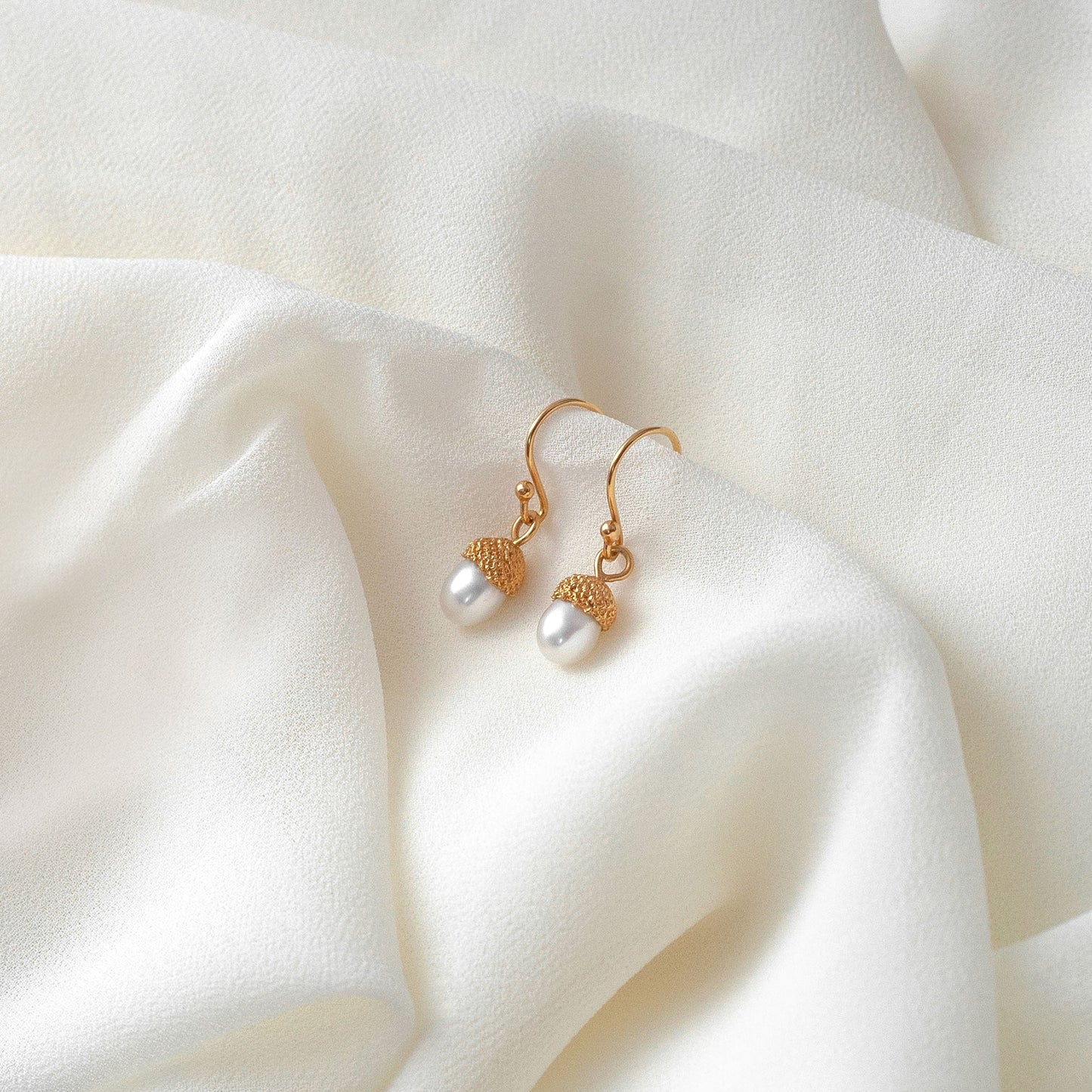Pearl Acorn Earrings
