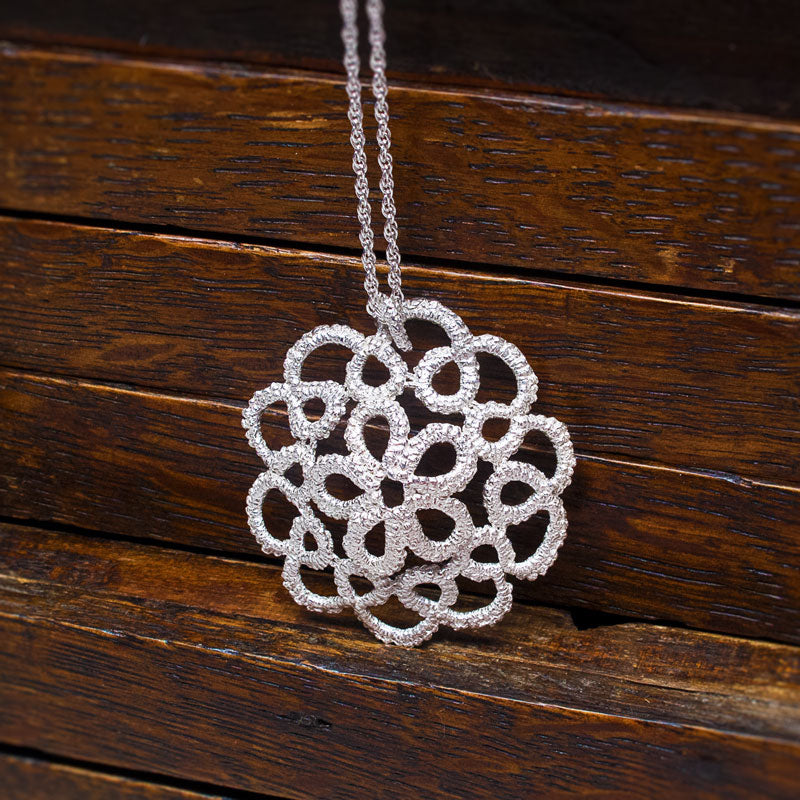 delicate lace sterling silver necklace