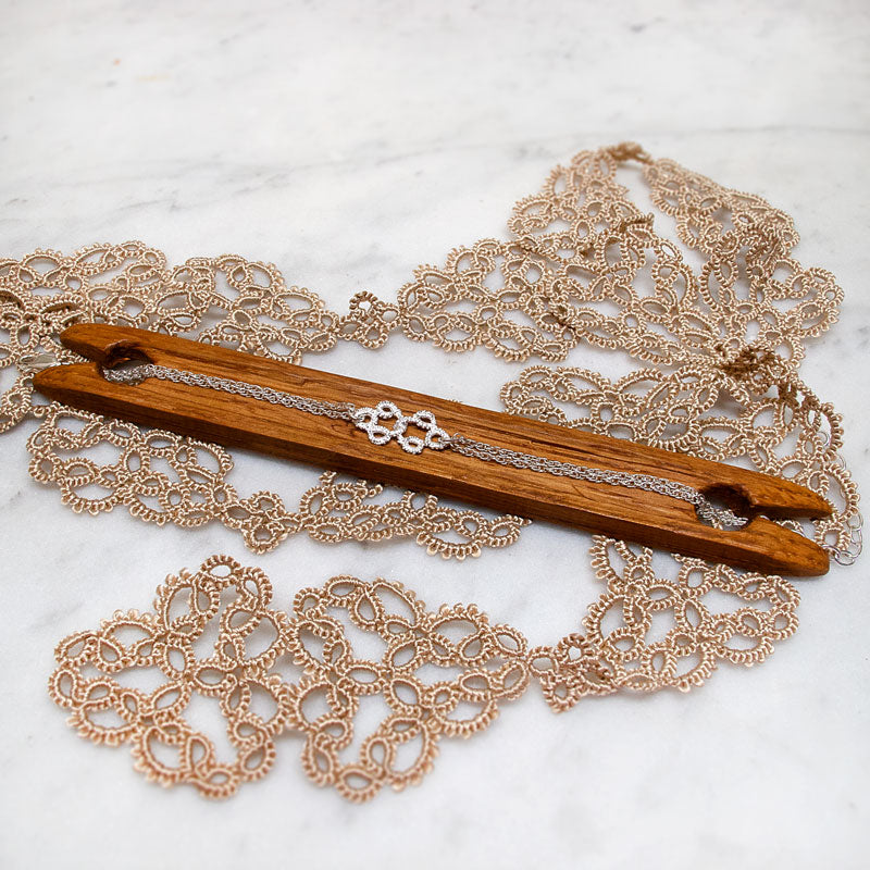 delicate silver lace celtic bracelet with tatting lace