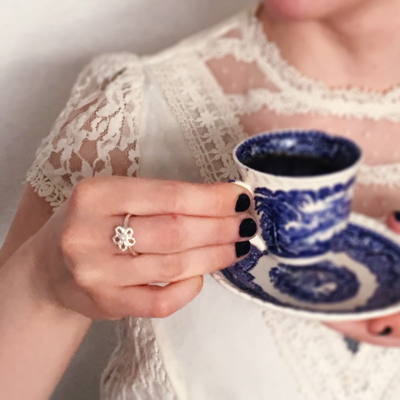 Forget-Me-Not Pearl Ring