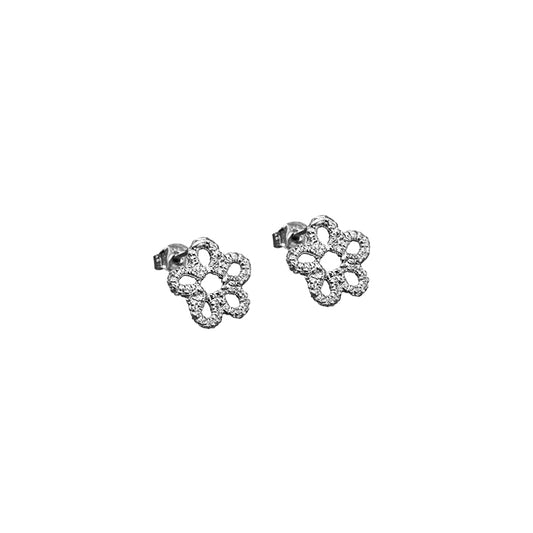 Silver lace flower stud earrings