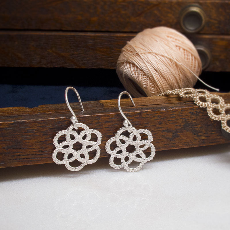 mandala silver lace earrings