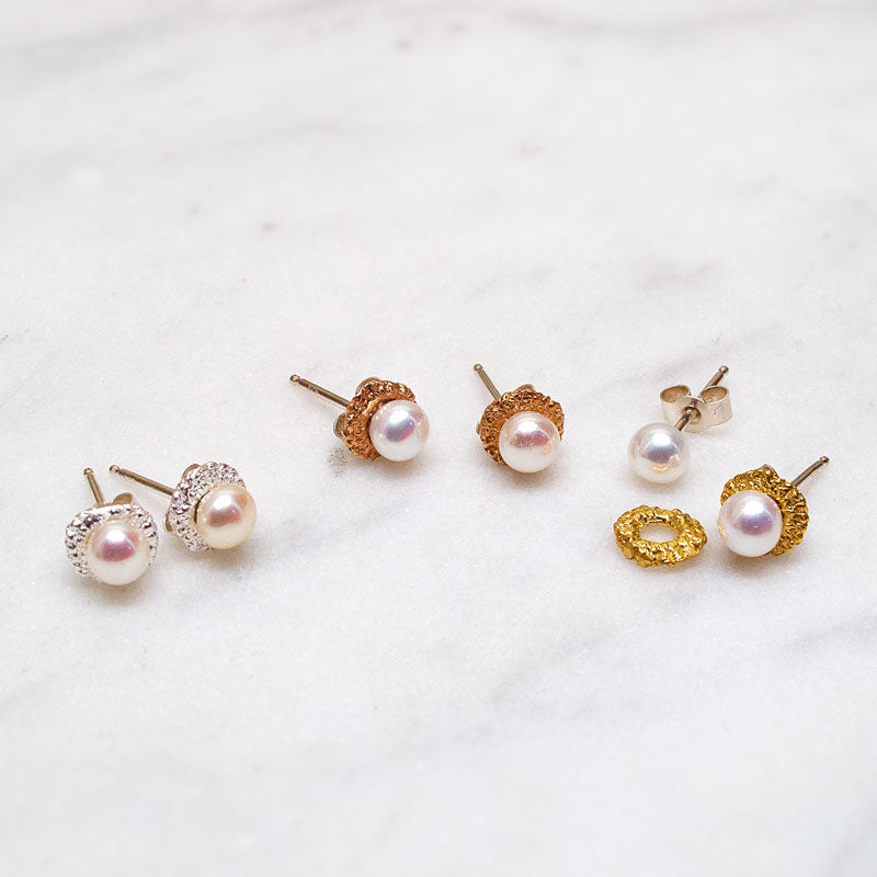 boho bride pearl studs