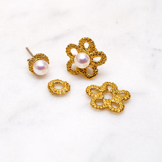 pearl silver lace earrings