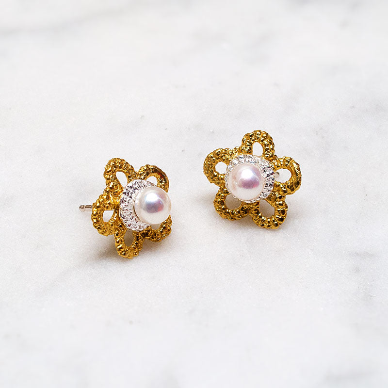 boho bride pearl and lace earrings