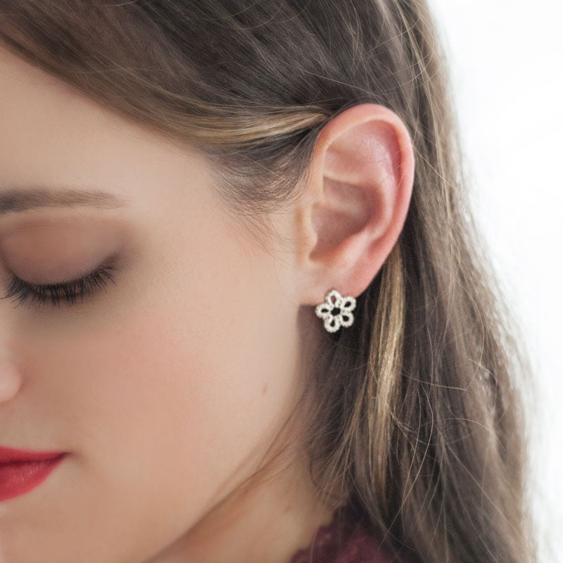 Forget-Me-Not flower silver earrings