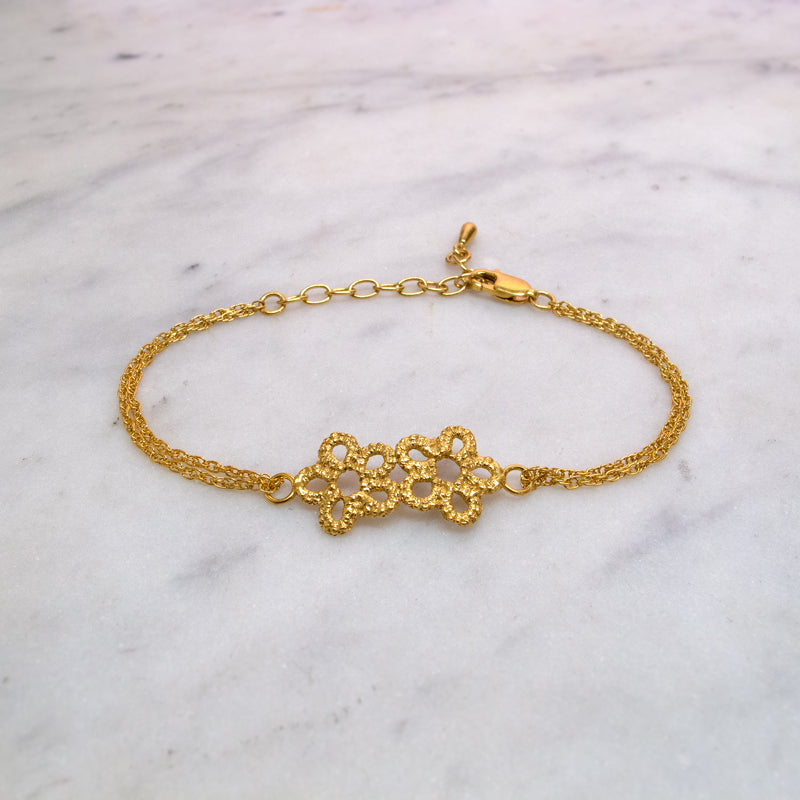 gold forget me not lace flower bracelet